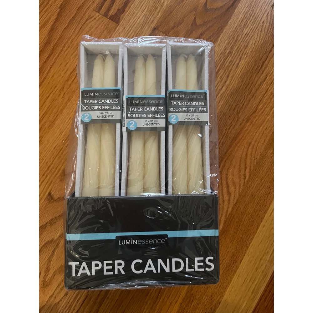 Luminessence 10in Unscented Taper Candles Ivory Bulk 36 Count 18 Packs of 2